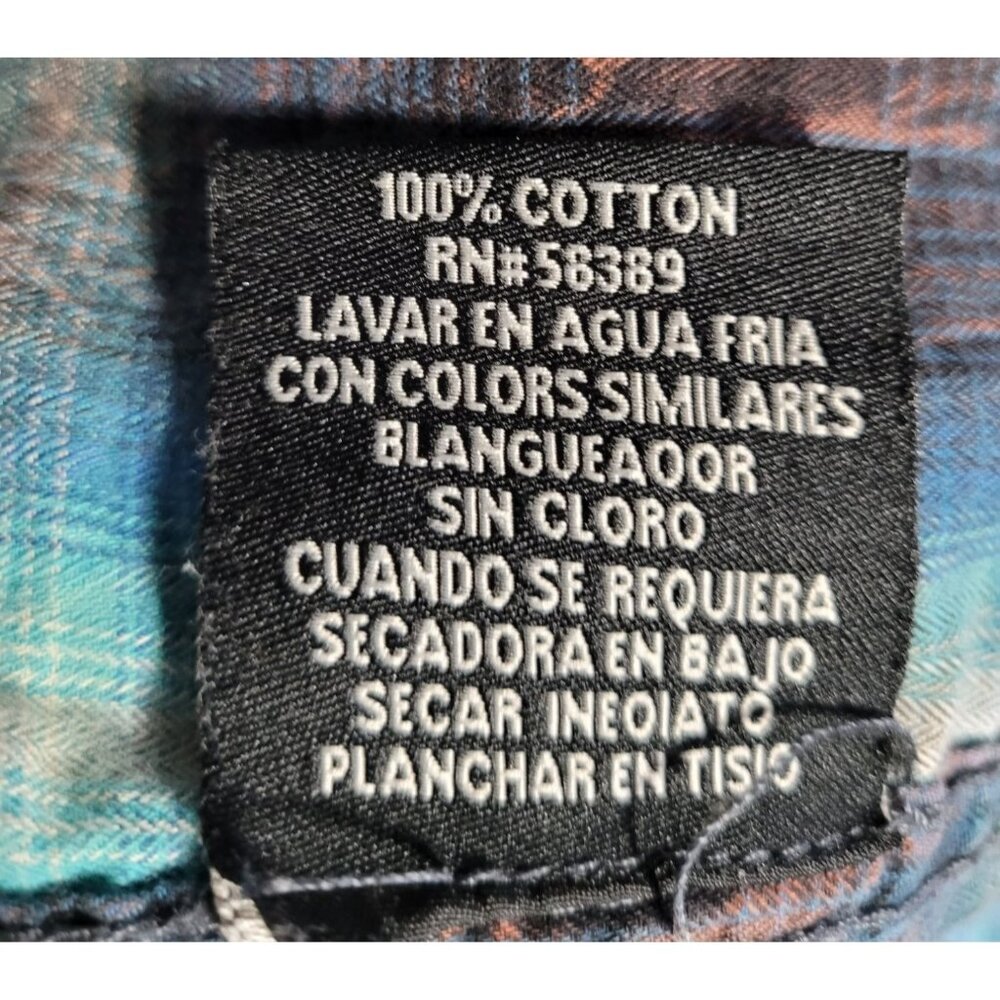 Petrol Industries Mens L Plaid Western Shirt Pearl Snap Blue Brown 100% Cotton - Picture 8 of 12
